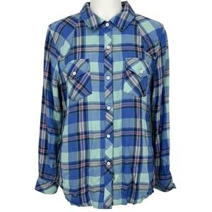 Rails Kendra Blue Kendra Plaid Western Button Up Shirt Small Flannel - AC
